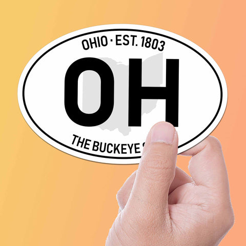 Ohio Classic White Oval Bumper Sticker, Large Size