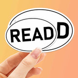 READ White Oval Bumper Sticker - Cute Book Decal