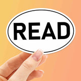 READ White Oval Bumper Sticker - Cute Book Decal