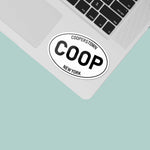 White Oval Cooperstown New York Decal on Laptop