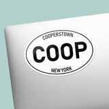 White Oval Cooperstown New York Sticker on Laptop