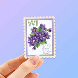 Wisconsin State Flower Wood Violet Sticker - WI Vintage Stamp Decal