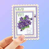 Wisconsin State Flower Wood Violet Sticker - WI Vintage Stamp Decal
