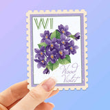 Wisconsin State Flower Wood Violet Sticker - WI Vintage Stamp Decal