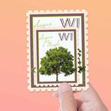 Wisconsin State Tree Sugar Maple Sticker - WI Vintage Stamp Decal