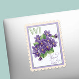 Wisconsin State Flower Wood Violet Sticker - WI Vintage Stamp Decal