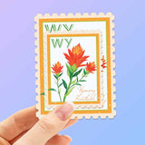 Wyoming State Flower WY Paintbrush Sticker - WY Vintage Stamp Decal