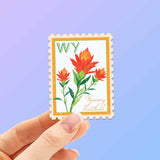 Wyoming State Flower WY Paintbrush Sticker - WY Vintage Stamp Decal