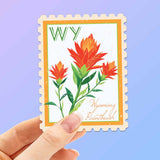 Wyoming State Flower WY Paintbrush Sticker - WY Vintage Stamp Decal
