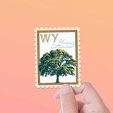 Wyoming State Tree Plains Cottonwood Sticker- WY Vintage Stamp Decal