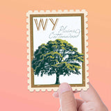 Wyoming State Tree Plains Cottonwood Sticker- WY Vintage Stamp Decal