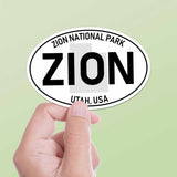 Zion National Park White Oval Bumper Sticker