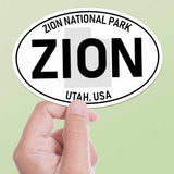 Zion National Park White Oval Bumper Sticker