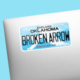 Broken Arrow Oklahoma License Plate Sticker on Laptop
