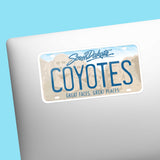 Coyotes South Dakota License Plate Sticker on Laptop