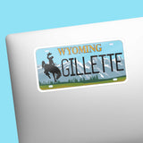 Gillette Wyoming License Plate Sticker on Laptop