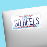 Go Heels North Carolina License Plate Sticker on Macbook