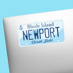 Newport Rhode Island License Plate Sticker on Laptop