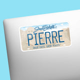 Pierre South Dakota License Plate Stickers on Laptop