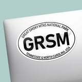 Great Smoky Mountains National Park White Oval Bumper Sticker
