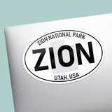 Zion National Park White Oval Bumper Sticker