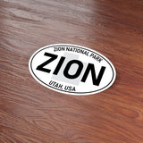 Zion National Park White Oval Bumper Sticker