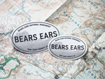 Bears Ears National Monument Utah White Oval Sticker - 3" & 4" Size Comparison