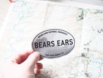 Bears Ears National Monument Utah White Oval Sticker - 4" Bumper Sticker Size
