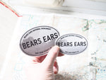 Bears Ears National Monument Utah White Oval Sticker - 3" & 4" Size Comparison