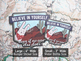 Believe Jackalope Stickers, 3" & 4" Size Comparison