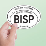 White Oval Belle Isle Detroit Sticker