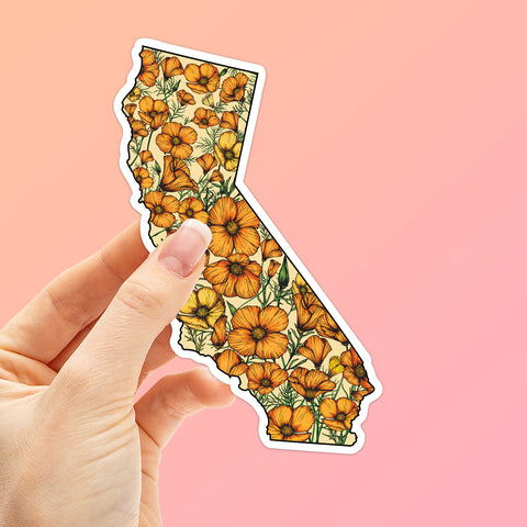 Retro California Poppy Sticker