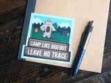 Leave No Trace Sasquatch Sticker, 4" Large Size on Notebook
