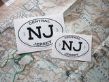 Central Jersey NJ White Oval Sticker - 3" & 4" Sizes