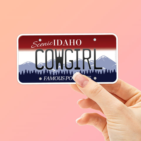 Cowgirl Idaho License Plate Sticker