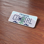 Cowgirl Oregon License Plate Sticker