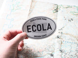 Ecola State Park Oregon White Oval Sticker - 4"