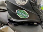 Free Range Human Sticker - Small Size on Motorcycle Helmet