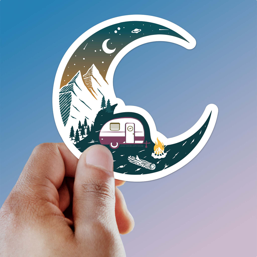 camping aufkleber Half Moon RV Camping Sticker