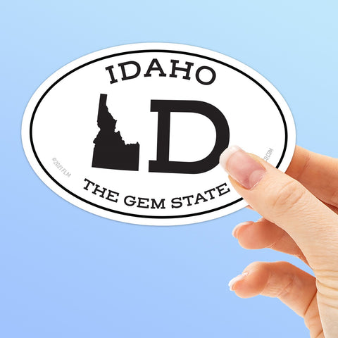 White Oval Idaho Bumper Sticker