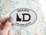 White Oval Idaho Sticker - Large 4" Bumper Sticker Size