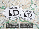 White Oval Idaho Stickers Size Comparison