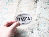 Itasca State Park Minnesota White Oval Sticker - 3" Water Bottle Size