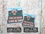 Leave No Trace Sasquatch Sticker, Size Comparison