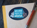 Small 3" Bigfoot Let's Sleep Under the Stars Oval Sticker on Notebook