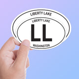 White Oval Liberty Lake Bumper Sticker