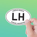 White Oval Lincoln Heights Spokane Bumper Sticker