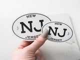 White Oval New Jersey Stickers Size Comparison