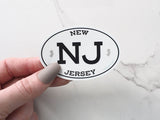 White Oval New Jersey Sticker - Small 3" Size