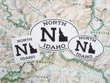 White Oval North Idaho Stickers - All 3 Sizes